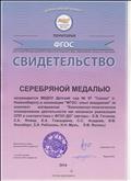 Свидетельство о получении серебряной медали за всероссийский конкурс ТЕРРИТОРИЯ ФГОС
